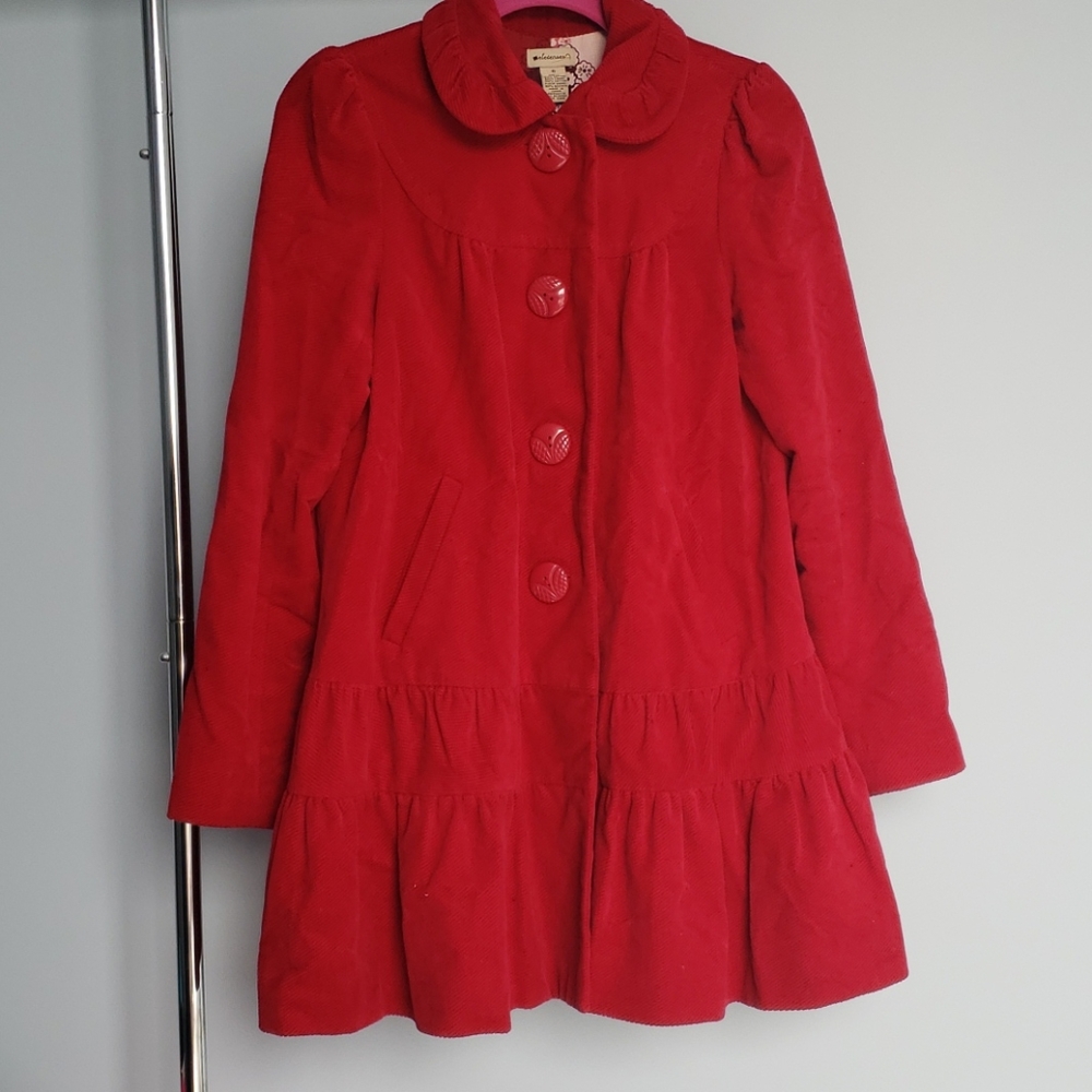 Super cute Anthropologie cherry red corduroy coat